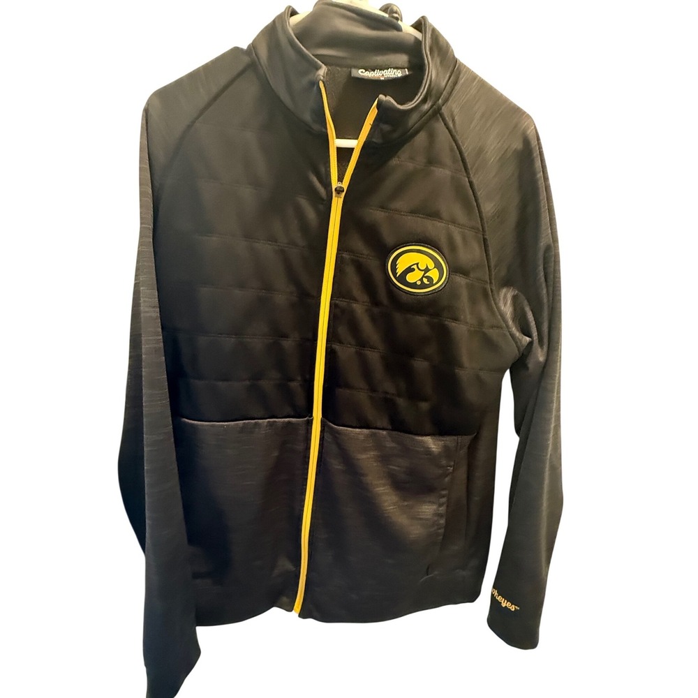 Iowa Hawkeyes Black Quilted Zip Up Jacket Men's Medium‎ Apparel Hawkeyes Gear
